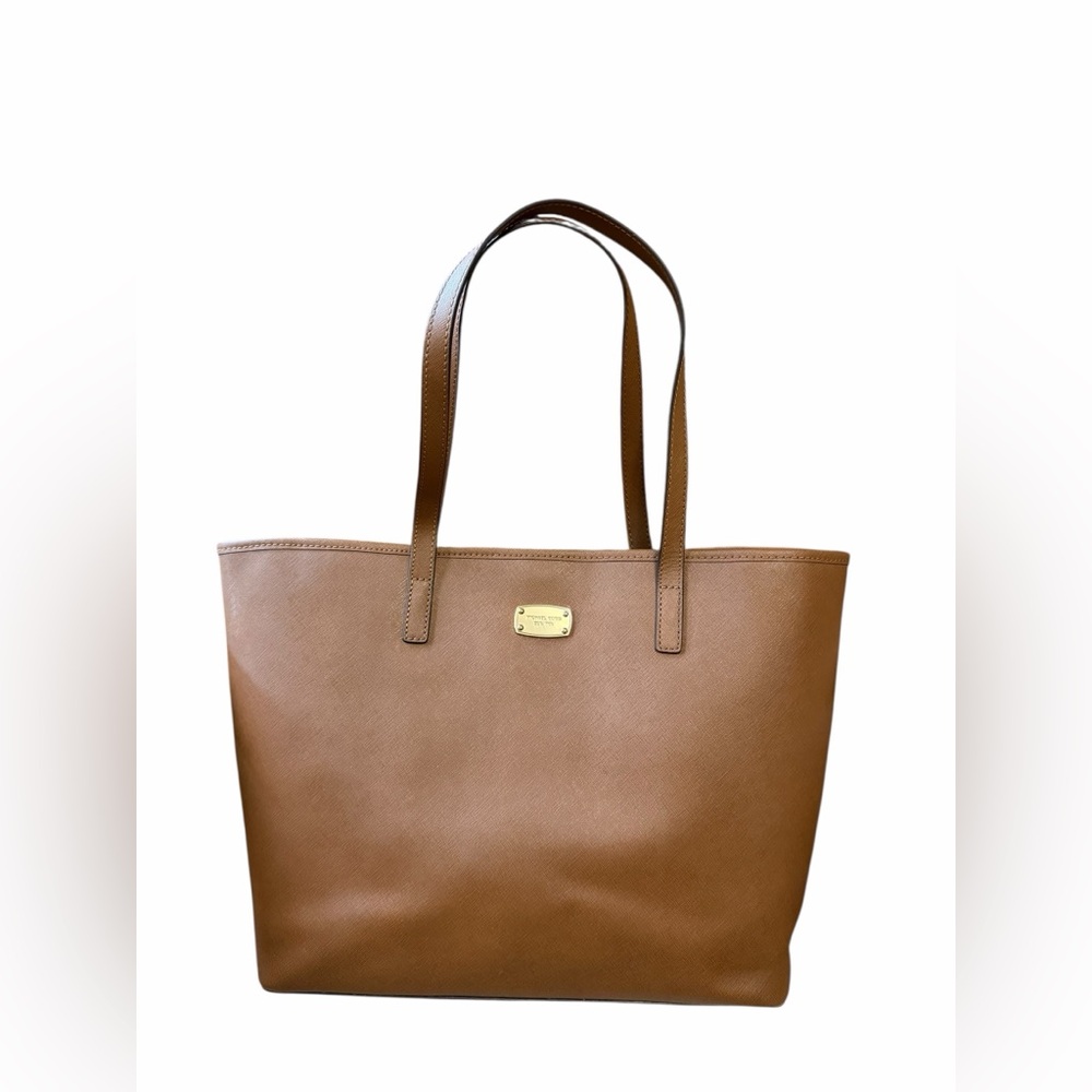 Michael Kors Jet Set Travel Medium Saffiano Leather Tote Bag Camel Tan Brown NWT